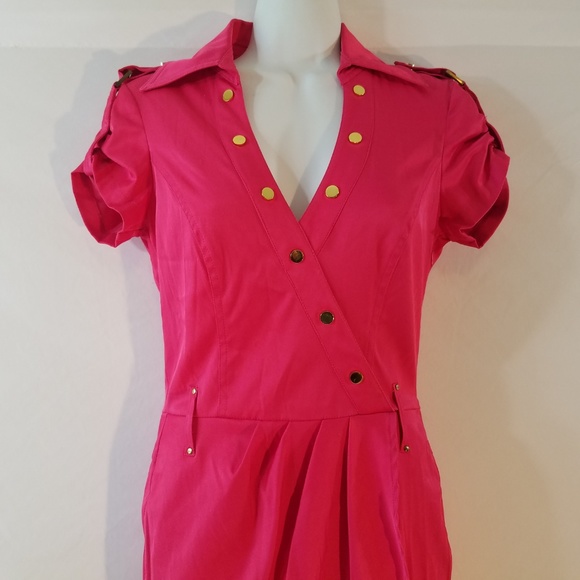 Cache Wrap Shirt Stretch Belted Career Dress - Picture 4 of 5